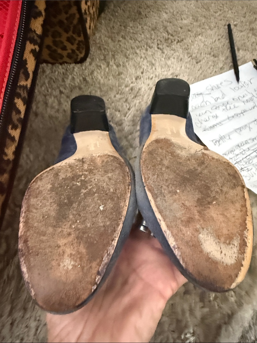 Salvatore Ferragamo Navy Suede Bow Flats with Gold Accent - Picture 14 of 14